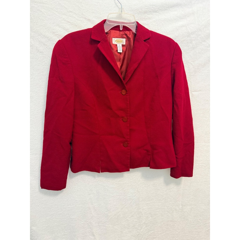 Talbots Red 100% Wool 3-Button Blazer Jacket Women's Size 12 Professional Work